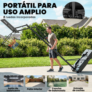 Canasta de Baloncesto para Exterior, Altura Ajustable de 5 Niveles, 235-305 cm, Canasta de Baloncesto Portátil con Ruedas, Base Rellenable y Bolsa de Peso, para Adultos y Adolescentes