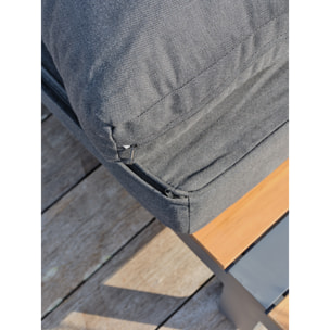 ALICANTE - Salon de jardin d'angle 6 places en teck et aluminium