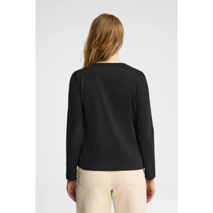 Camiseta negra de manga larga y cuello pico con bordado Rigby Go