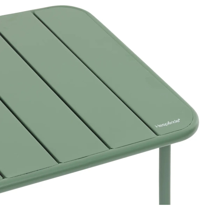 Table basse de jardin carrée "Phuket" vert olive en acier traité en époxy