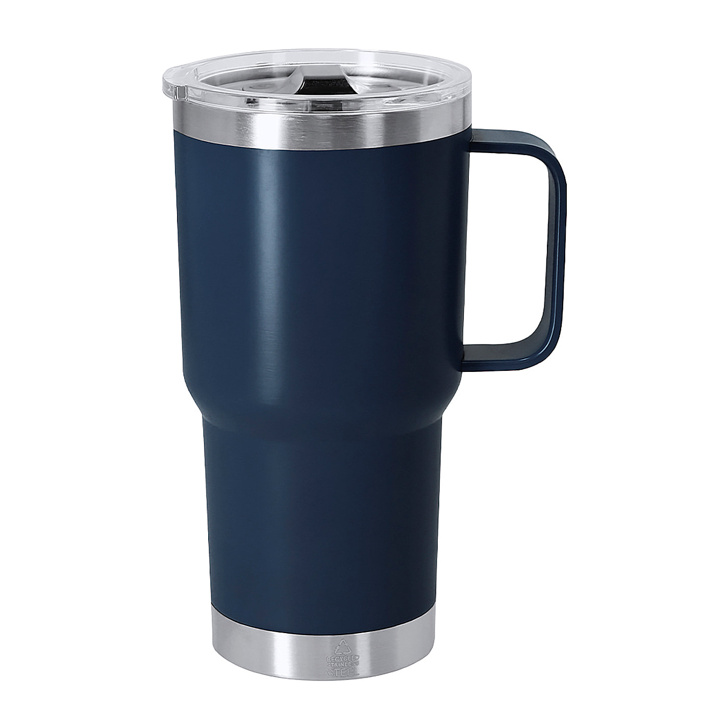 Taza térmica en acero inox reciclado con doble pared y 600 ml de capacidad. Incluye tapa con cierre a presión y dosificador.