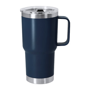 Taza térmica en acero inox reciclado con doble pared y 600 ml de capacidad. Incluye tapa con cierre a presión y dosificador.