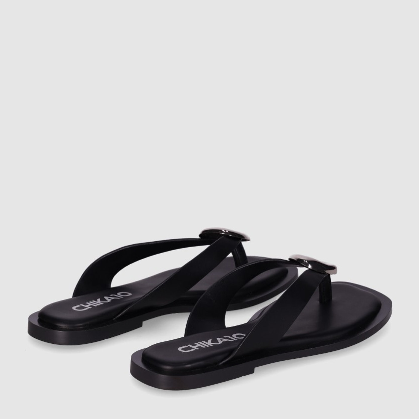 Sandalias de Piel Sintética - Negro - Tacón: 1 cm