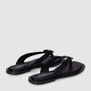 Sandalias de Piel Sintética - Negro - Tacón: 1 cm