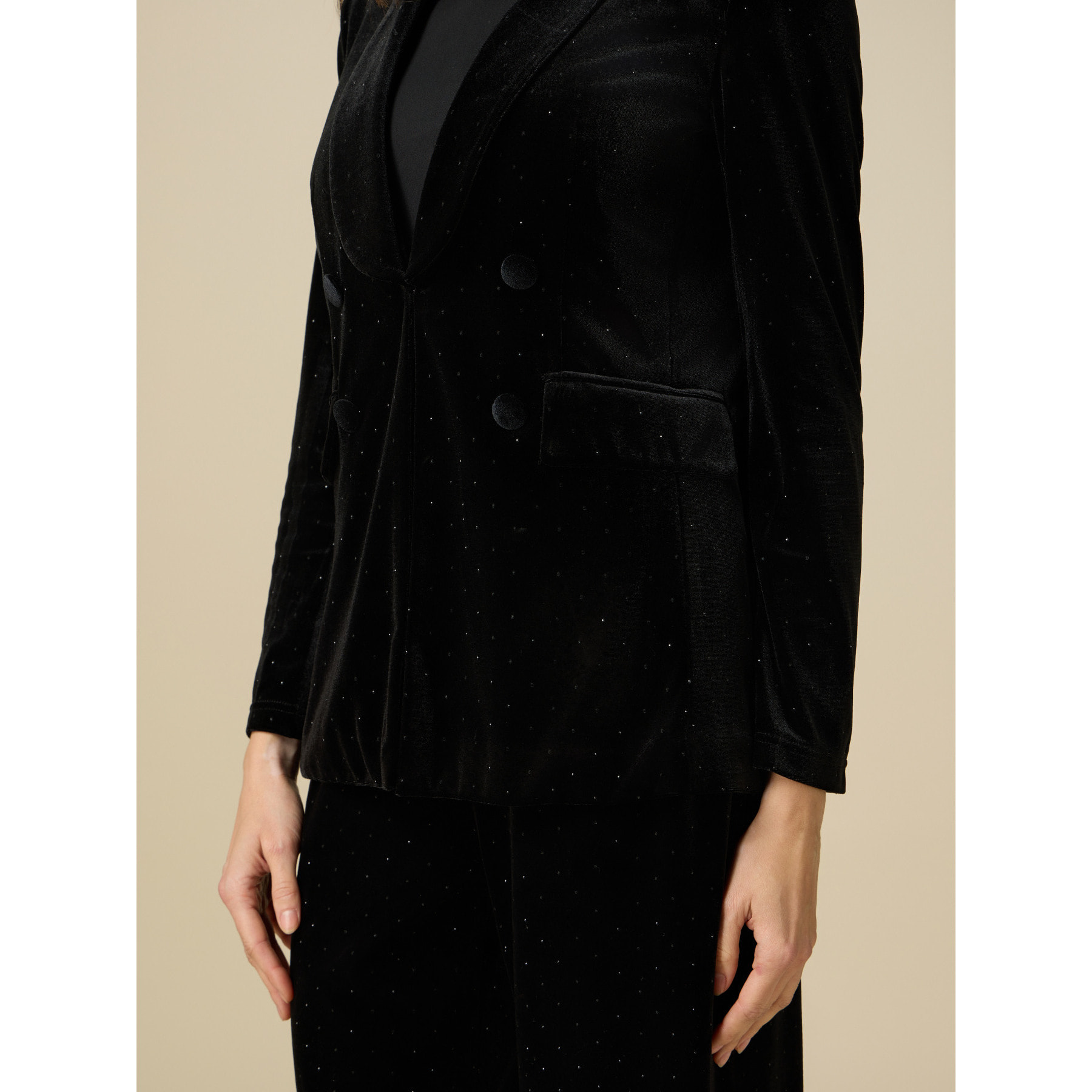 Oltre - Blazer de terciopelo con cristales - Negro