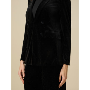 Oltre - Blazer de terciopelo con cristales - Negro