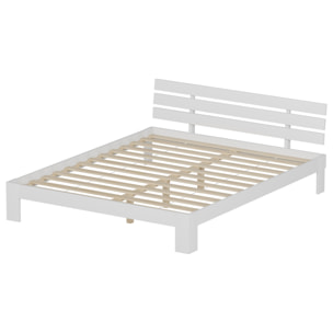 Lit en bois avec tête de lit 160x200cm blanc FINN