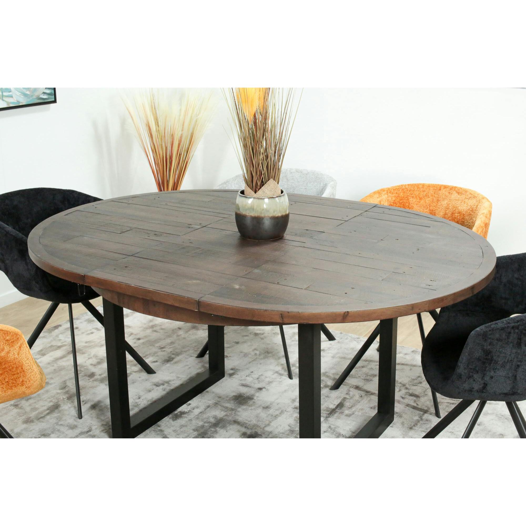 Table ronde extensible en bois recyclé D 120-160 cm SAMOA