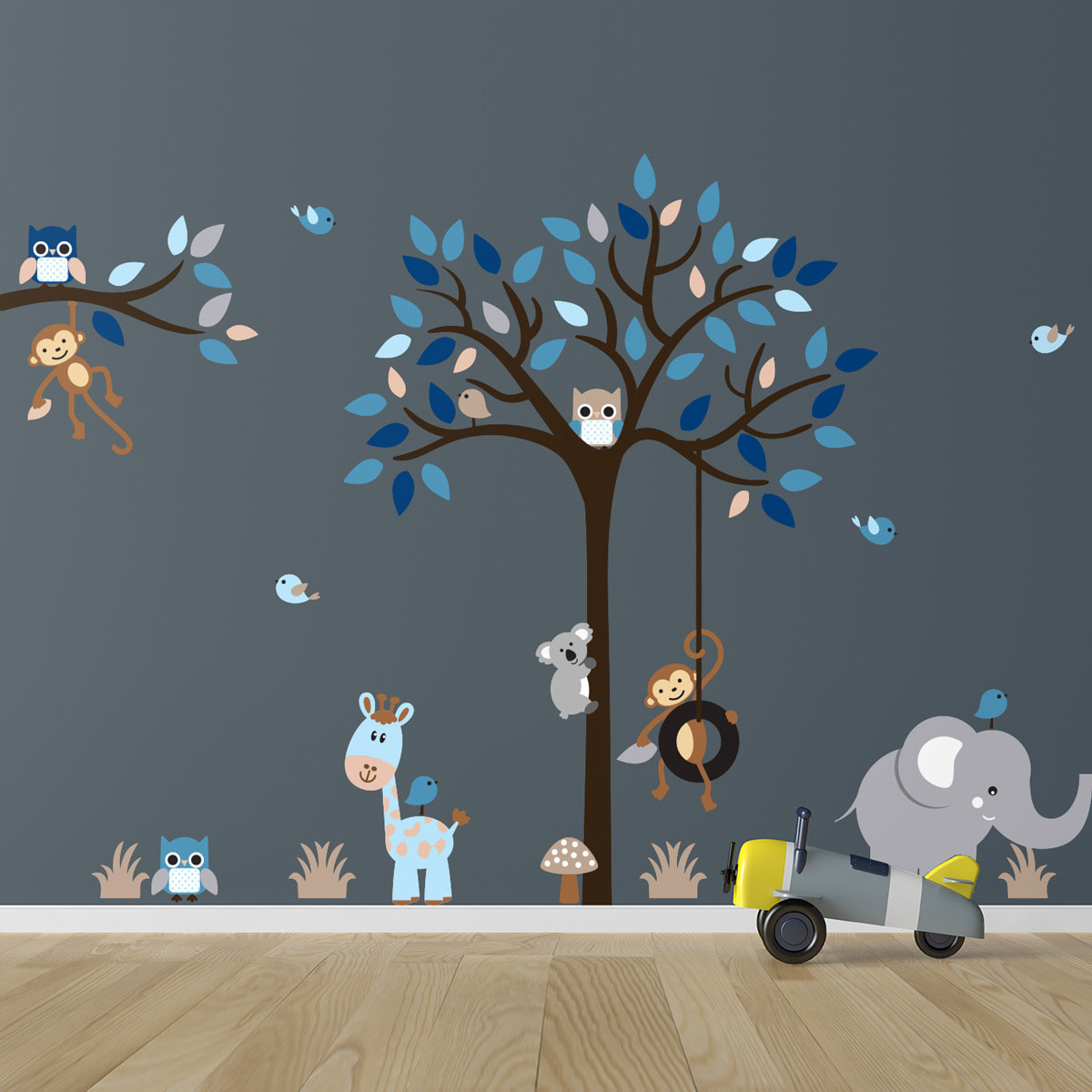 Stickers muraux | Sticker Mural Autocollant - ANIMAUX ATTENDRISSANTS DANS LA JUNGLE - Stickers adhésifs