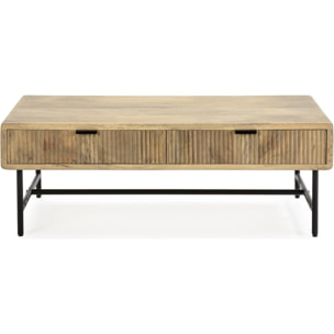 Table basse 2 tiroirs en bois de manguier - SANJA