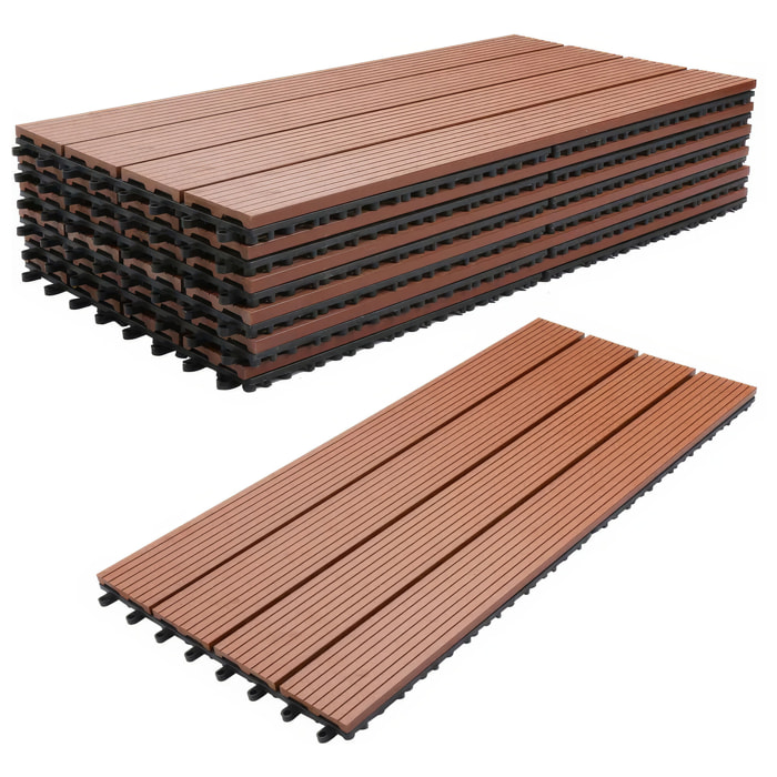 Noka - Pavimento da Esterno con Clip 90x30 cm 6 Piastrelle 1,62 m2 per Giardino Patio Terrazza in WPC OAK