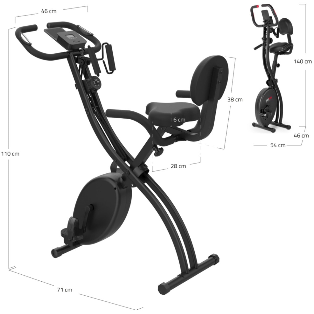 Bicicleta estática plegable FITFIU volante 8kg respaldo y cuerdas elásticas