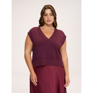 Fiorella Rubino - Chaleco de punto fino con escote en V - Burgundy