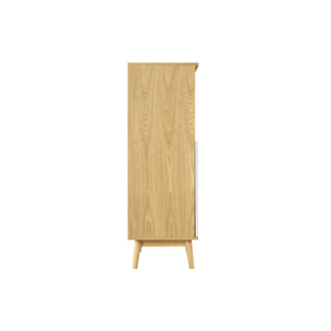 Buffet haut scandinave bois clair et blanc 2 portes L70 cm TALIA