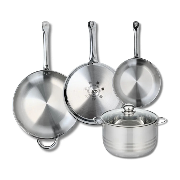 Ensemble de 3 Poêles de cuisson 24, 28 et 32 cm et 1 faitout 24 cm Elo Profi Brillant