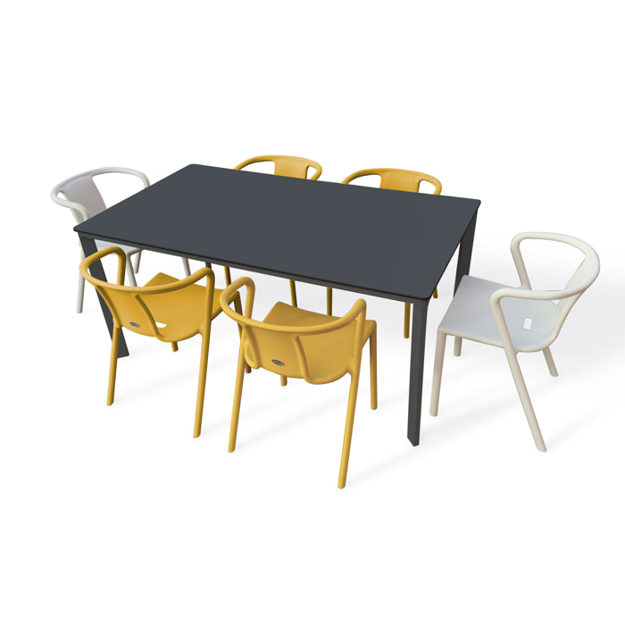 MEET - Ensemble repas de jardin 6 places en aluminium laqué