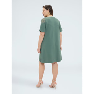 Fiorella Rubino - Vestido corto línea A - Verde militare