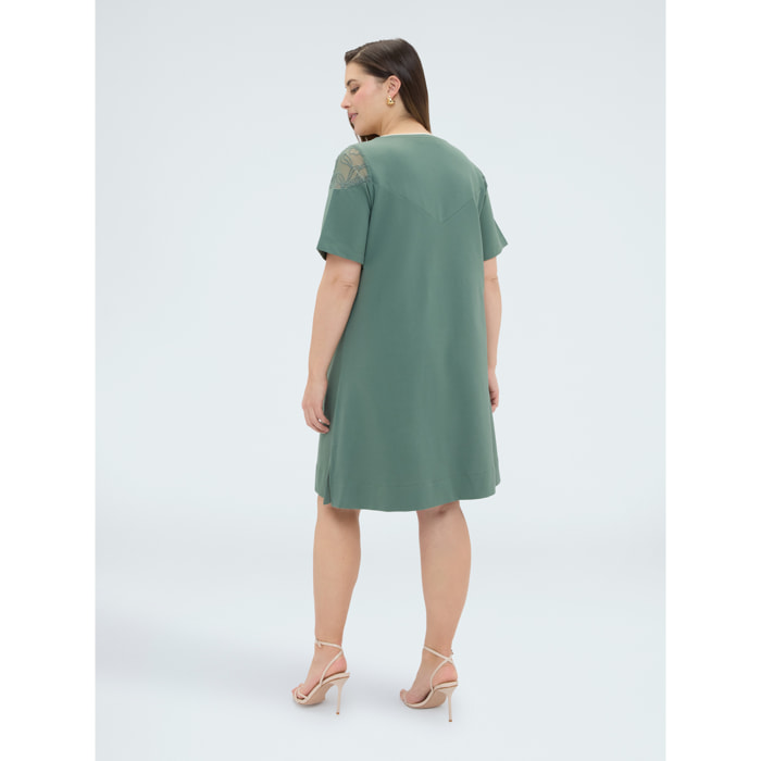Fiorella Rubino - Vestido corto línea A - Verde militare