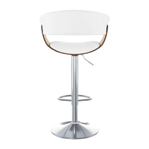 Chaise de bar réglable et pivotante 59/81 cm en cuir synthétique blanc - Basile