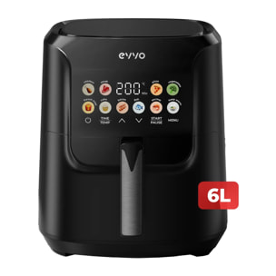 Freidora sin aceite EVVO Tasty Fryer Advance 6L, capacidad 6 l, hasta 200ºC, 1700W, panel táctil, doble resistencia