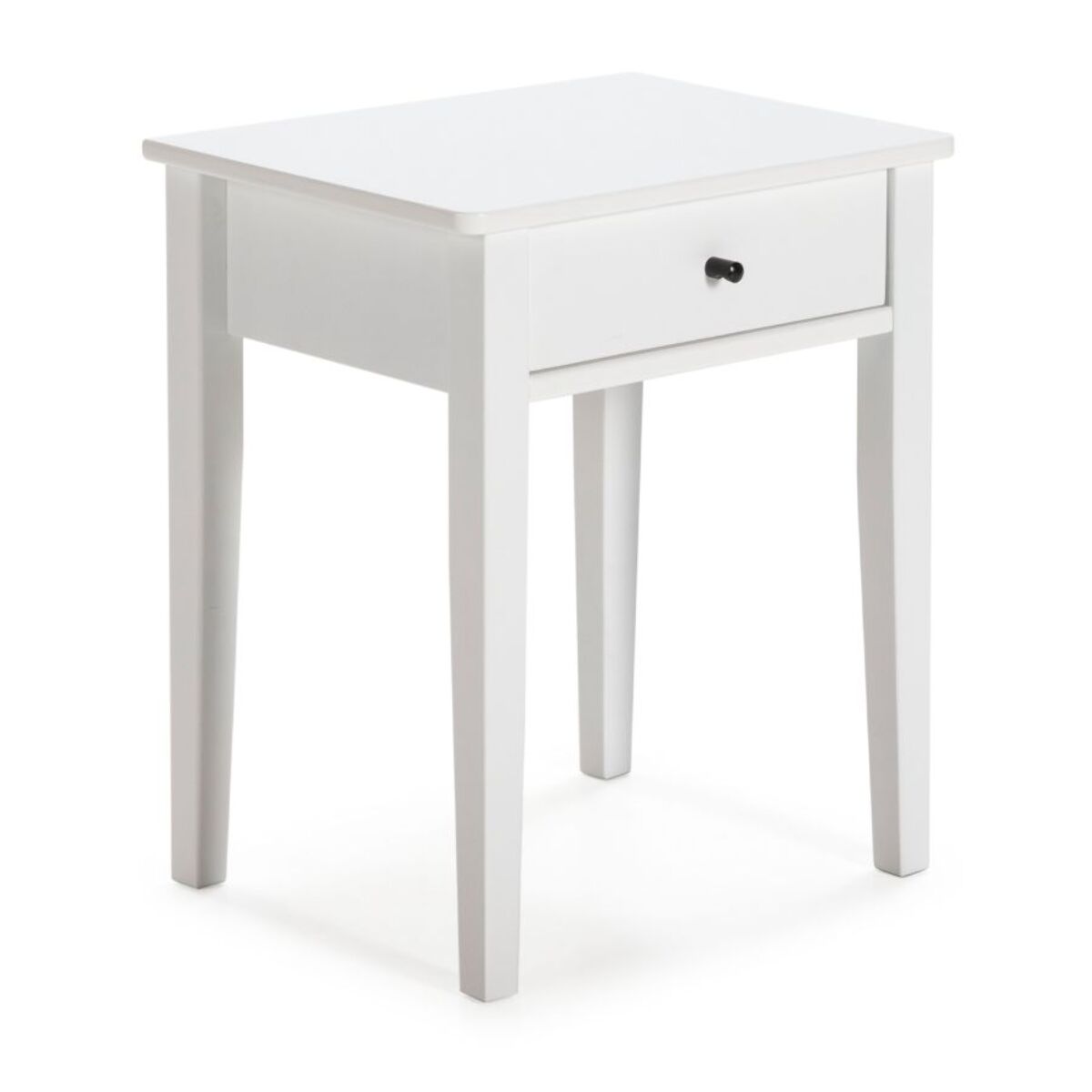 Mesita de noche de 1 cajón y patas en blanco 46x55 cm Vika Blanco