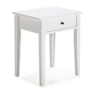 Mesita de noche de 1 cajón y patas en blanco 46x55 cm Vika Blanco