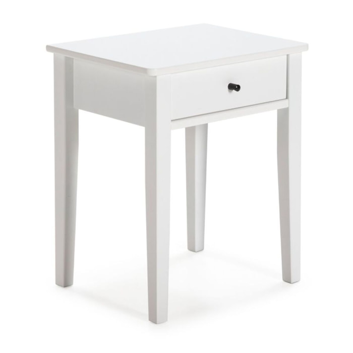 Mesita de noche de 1 cajón y patas en blanco 46x55 cm Vika Blanco
