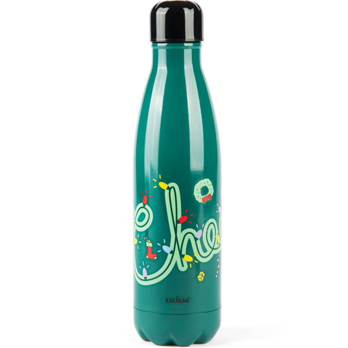 Bouteille isotherme Excelsa – Peanuts Shiny And Bright, Acier Inoxydable Vert