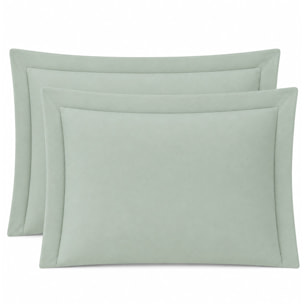 SARTORIALE Coppia Federe 3 Volani Elegance Tinta Unita in Percalle_52x82_Menta
