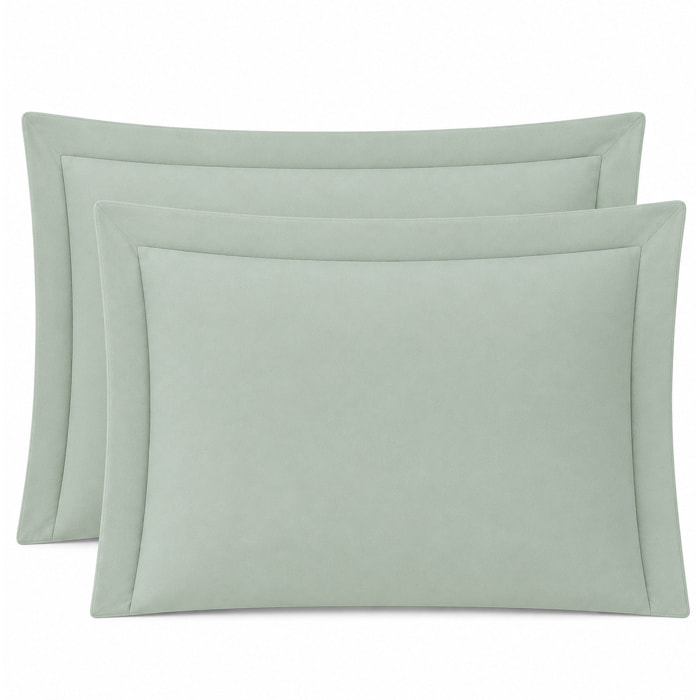 SARTORIALE Coppia Federe 3 Volani Elegance Tinta Unita in Percalle_52x82_Menta
