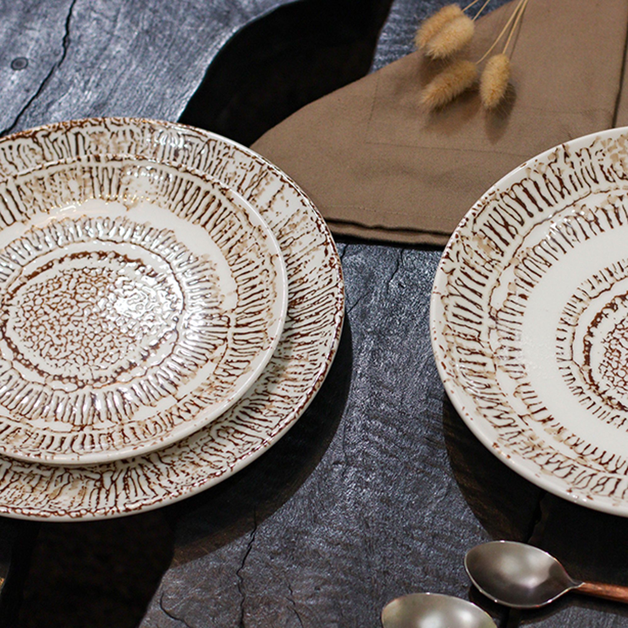 Lot de 6 assiettes plates en porcelaine 27cm LODGE