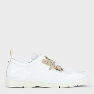 ZAPATO CON CORDONES HOMBRE P19 DE PIEL CON ACABADO AVIATOR BLANCO