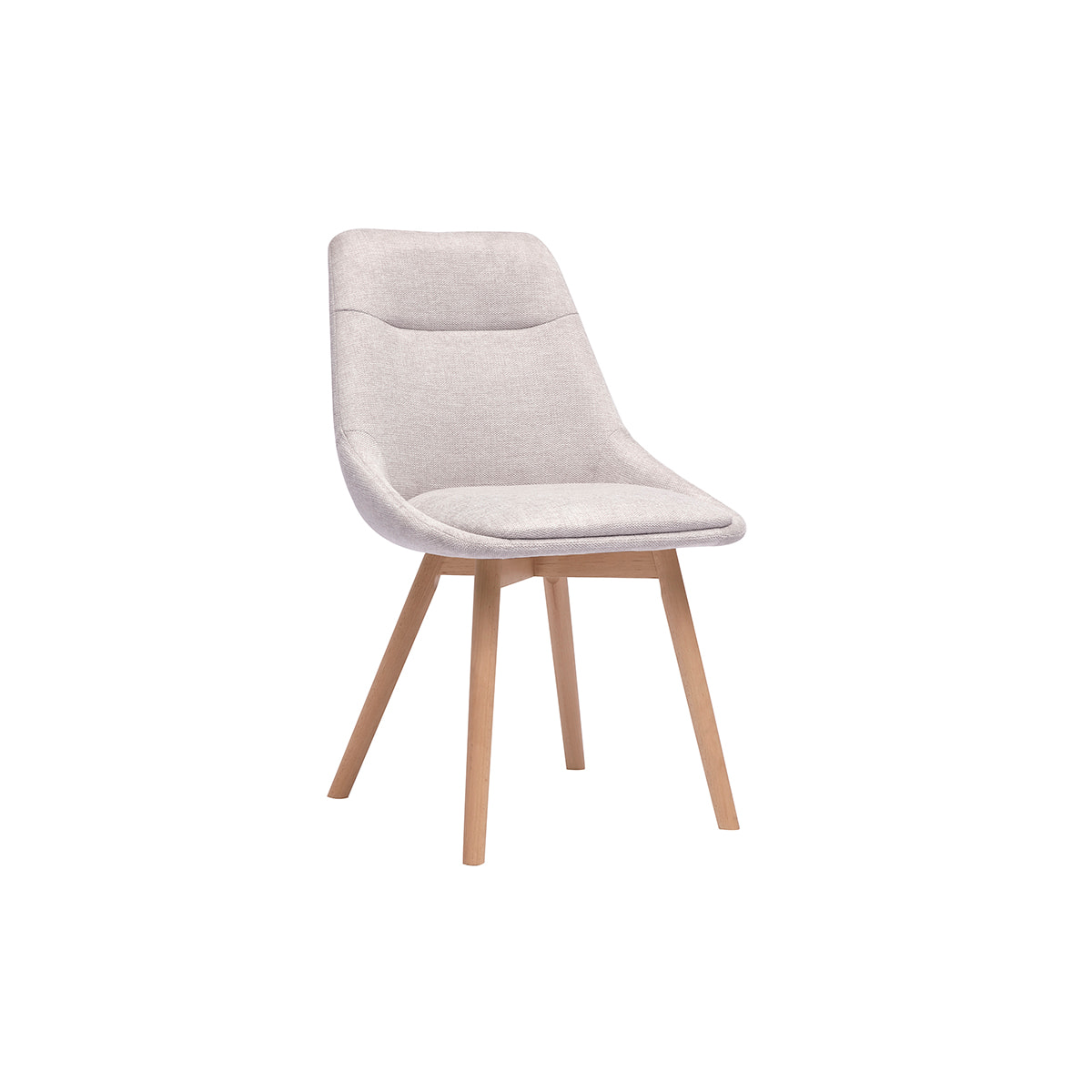 Chaises en tissu effet velours texturé beige et bois clair (lot de 2) ALESS