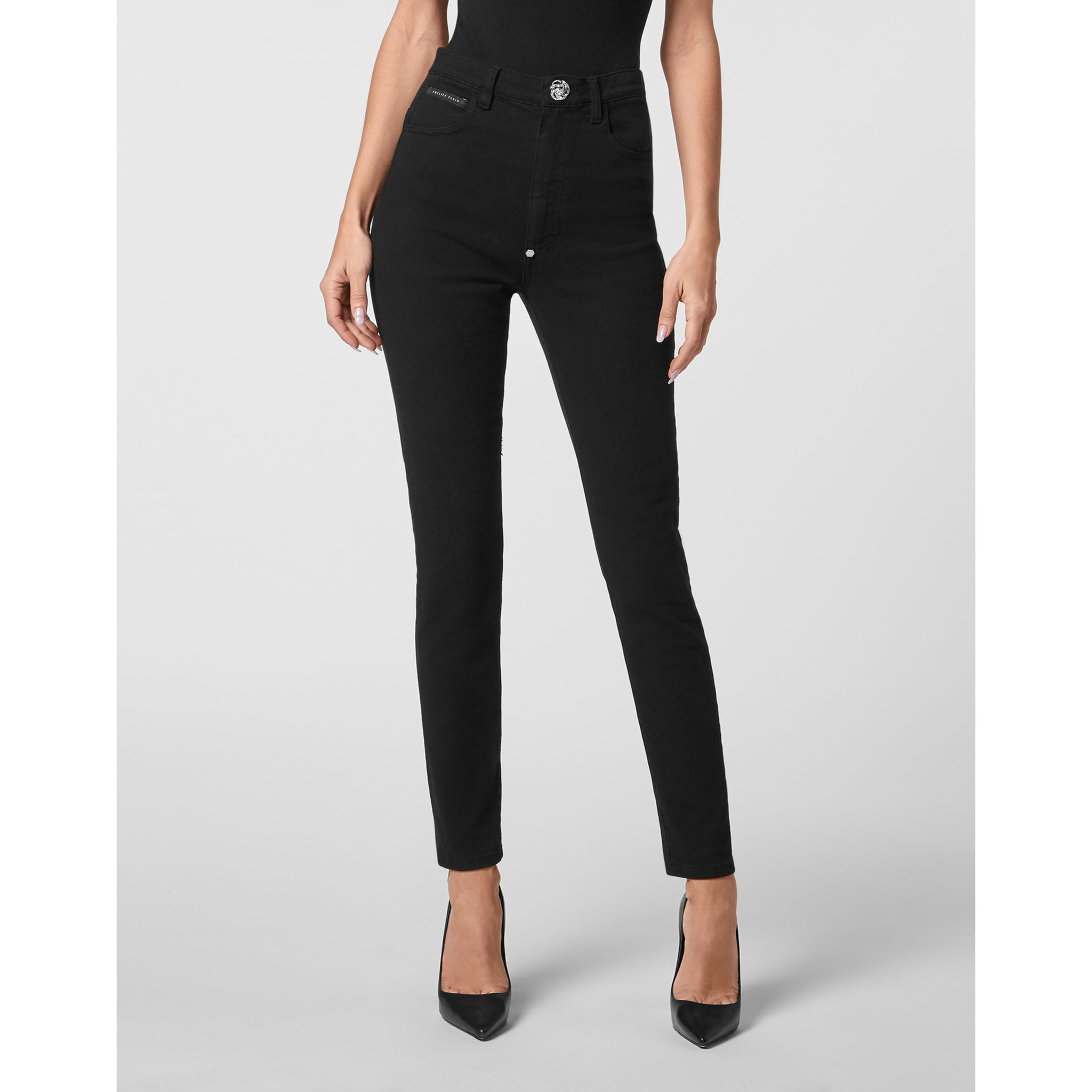 PHILIPP PLEIN Jegging a vita alta HEXAGON