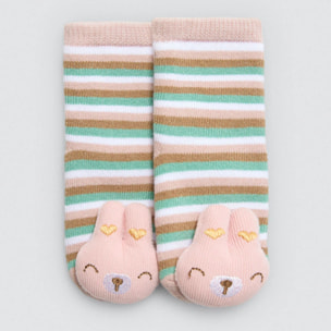 Calzini termici sensoriali per neonato con sonaglio rosa