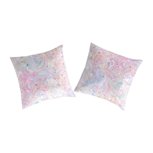 2 Fundas de almohada 100% algodón CACHEMIRE rosa/blanco 65x65 Cm