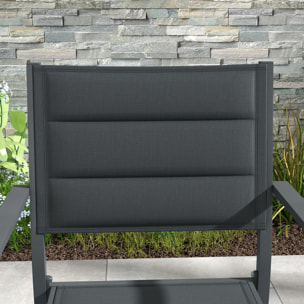 Lot de 4 chaises de jardin empilables avec accoudoirs alu textilène gris