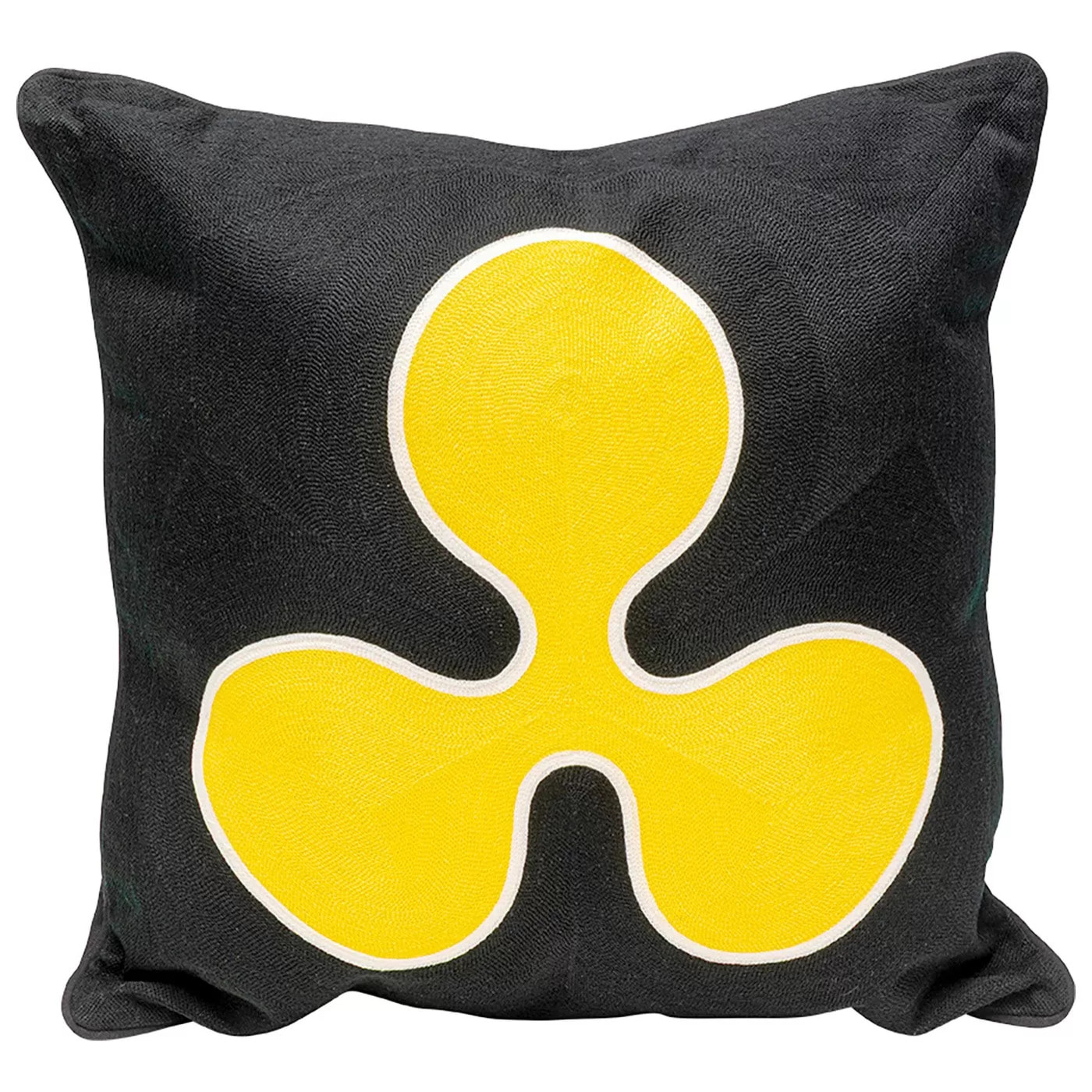 Coussin Icon fleur noir et jaune Kare Design