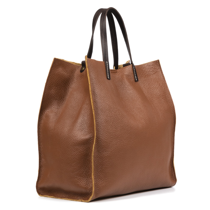 Borsa Shopper Donna Bianca Dollaro in Vera Pelle