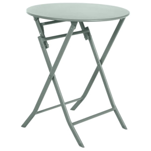 Table de jardin pliante ronde "Greensboro" vert olive 2 places en acier traité époxy