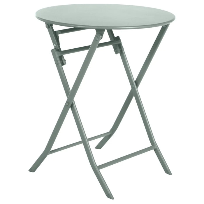 Table de jardin pliante ronde "Greensboro" vert olive 2 places en acier traité époxy