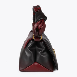 Borsa a tracolla con patta e manico annodato. Logo LC leopardo