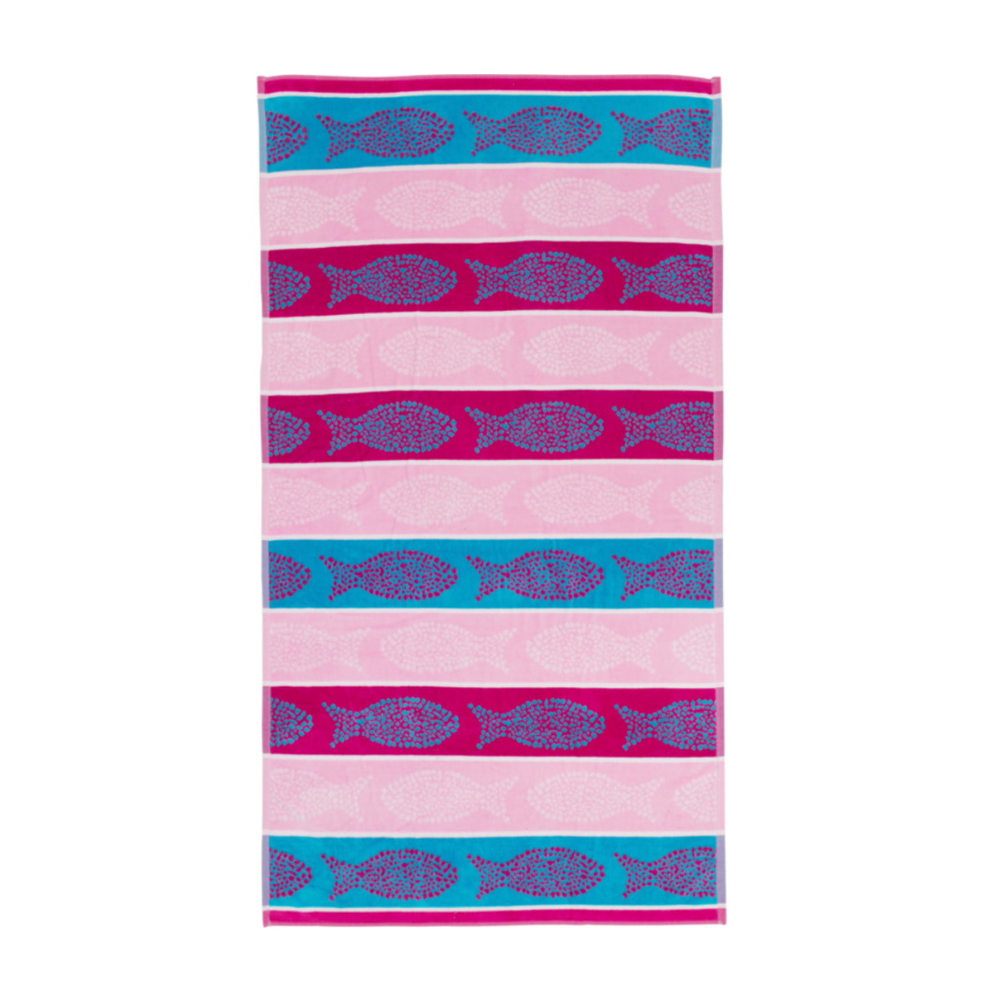 Telo Mare Spugna Jacquard Spiaggia Disegno Fish Pois