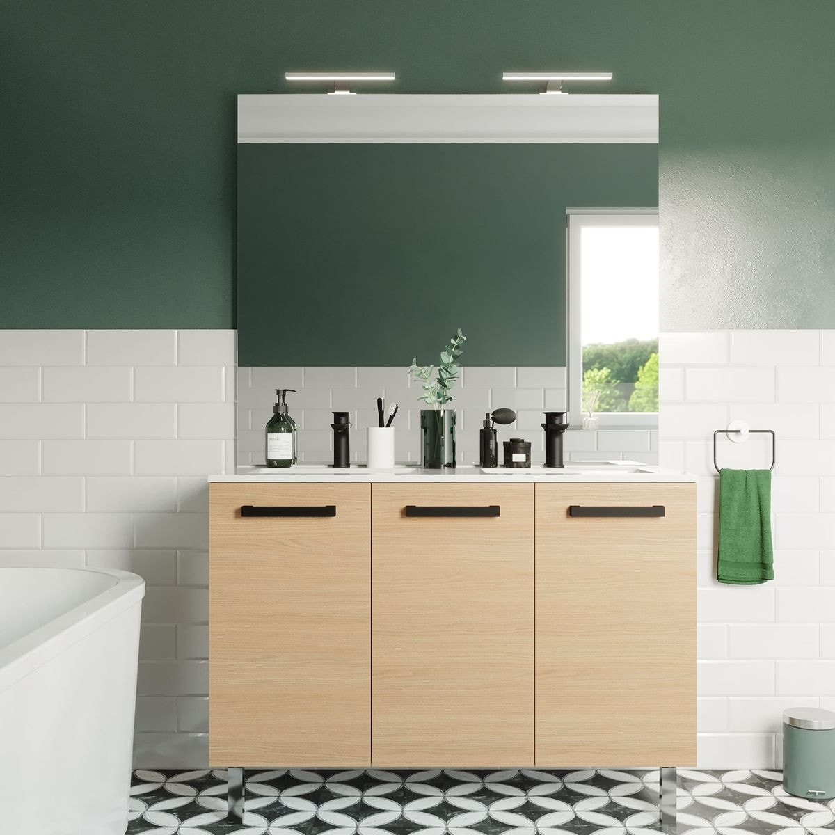 Meuble salle de bain double vasque 3 portes - CHELSEA