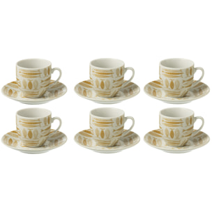 J-Line tasse + sous-tasse Poisson - céramique - marron - boîte de 6