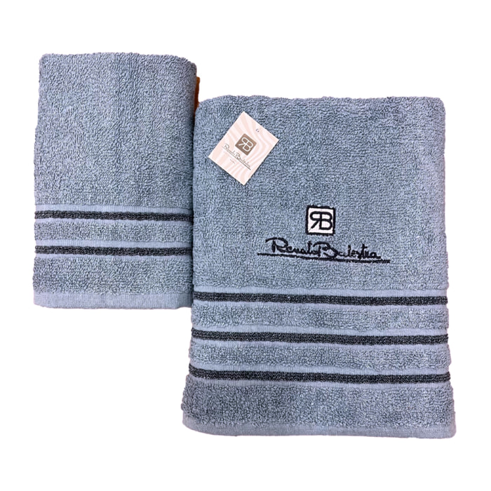 Renato Balestra 1 Set di 2 Asciugamani da bagno (1 viso e 1 bidet) Blu