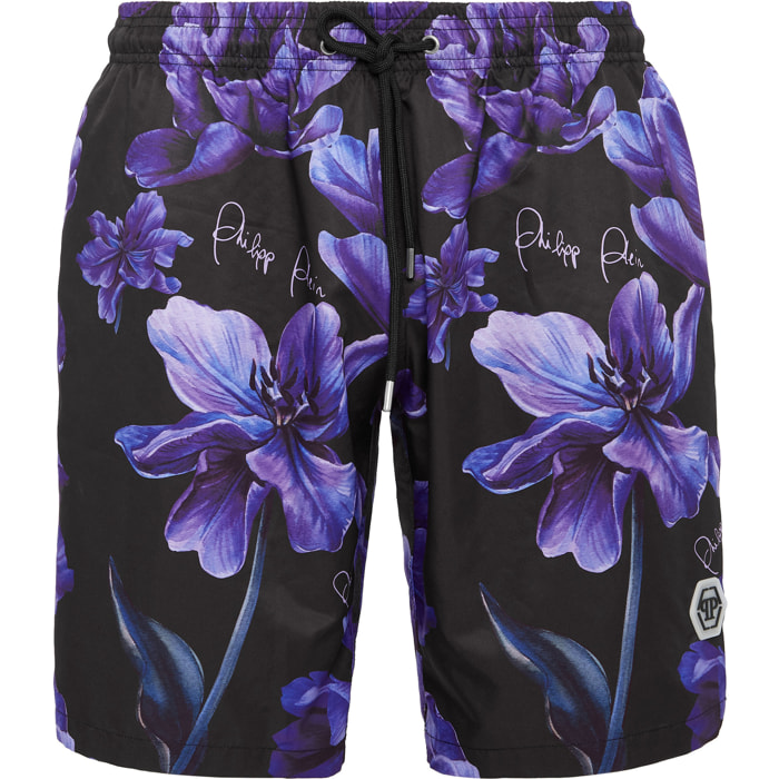 PHILIPP PLEIN Swim Trunks FLOWERS