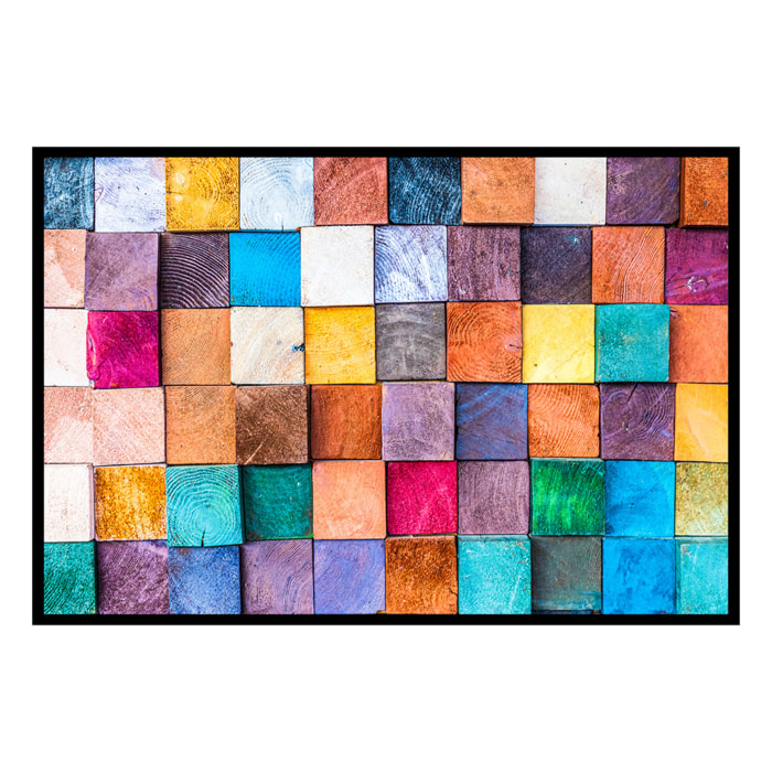 Affiche encadrée mosaïque géométrique multicolore Affiche + cadre en métal - Noir