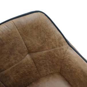 Set di 2 sedie PARIGI in ecopelle cammello e gambe in metallo nero, con braccioli