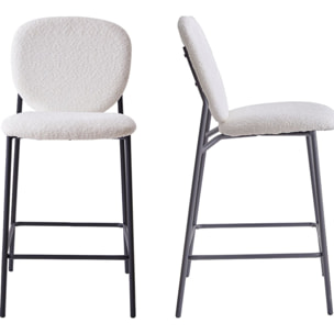 Lot de 2 tabourets de bar en tissu bouclette - BETTY